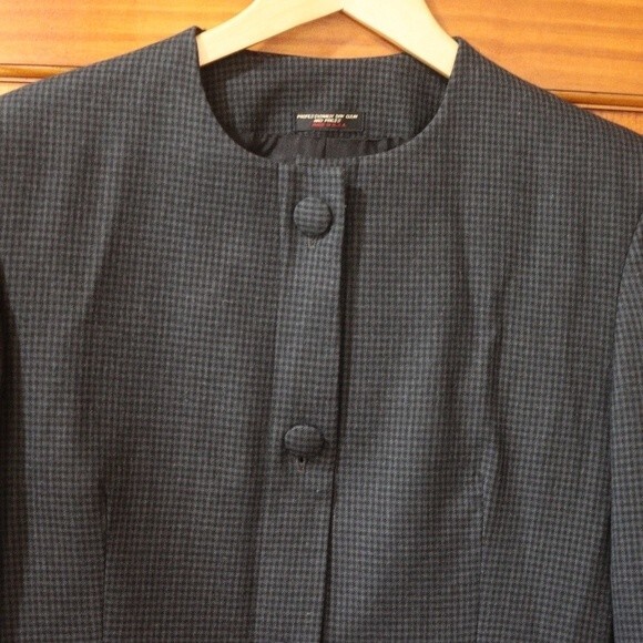 Mark Shale Vintage Charcoal Gingham Skirt Suit with Oriental Style Jacket 12 - Picture 3 of 15